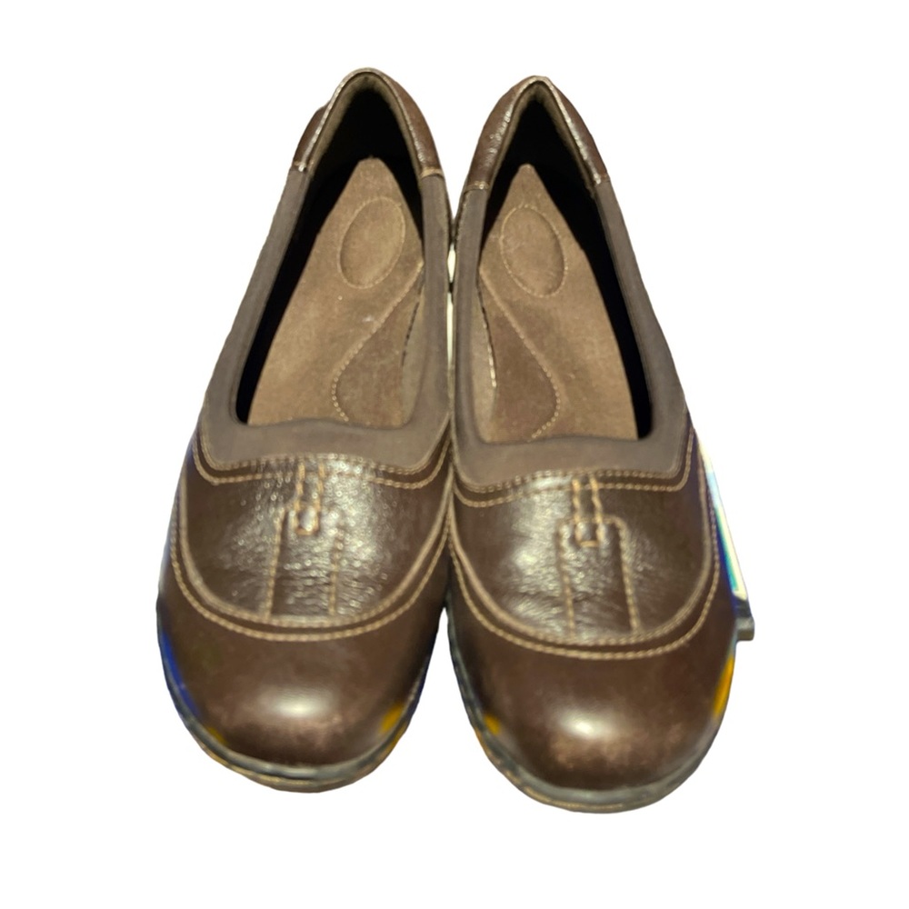 Clarks Springers Slip On Casual Leather Ballet Flat Womens Brown